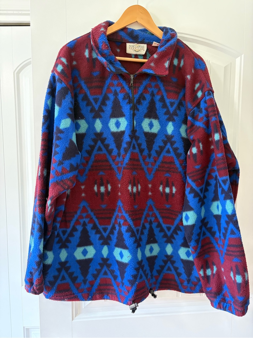 Vintage Colourful Aztec Fleece Pullover Men’s XL